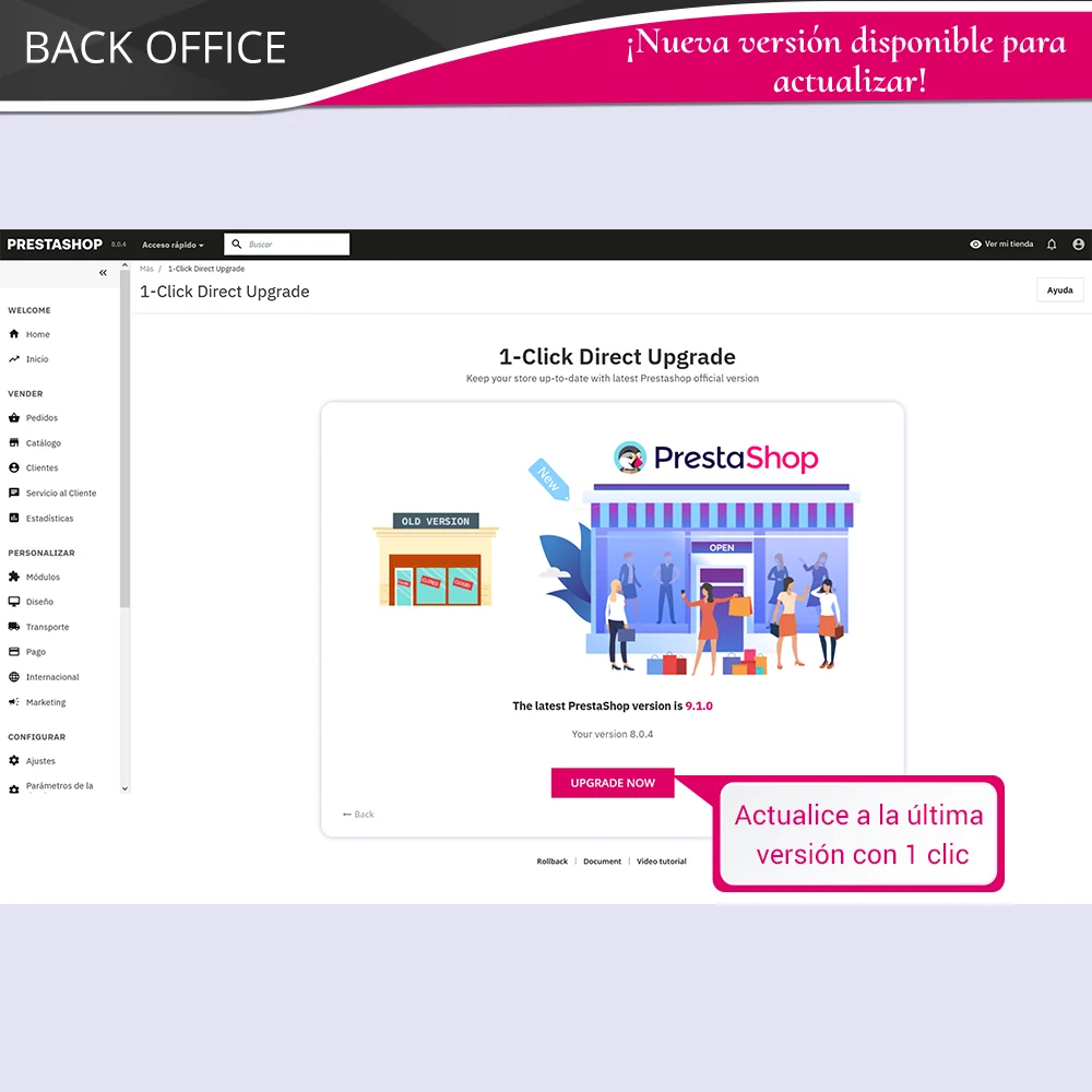 Actualizar a la última versión en 1 clic