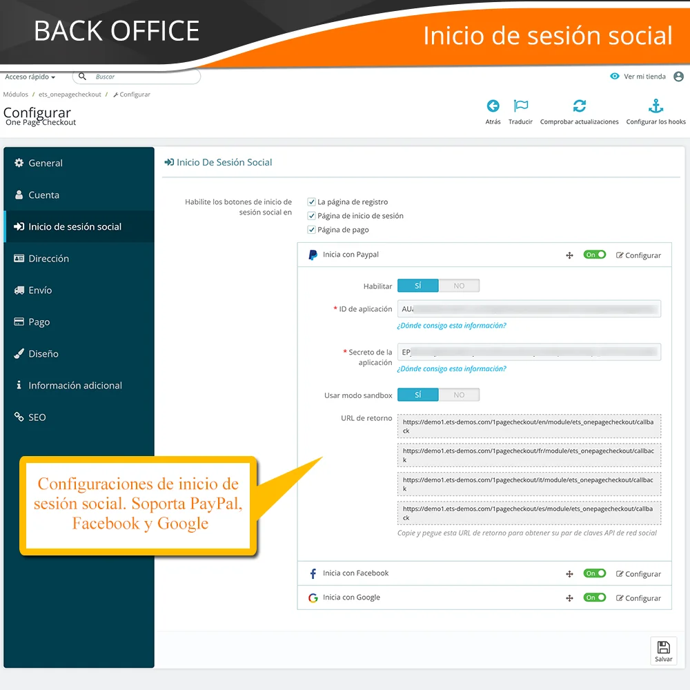 Presentación del módulo de pago de una sola página de PrestaShop