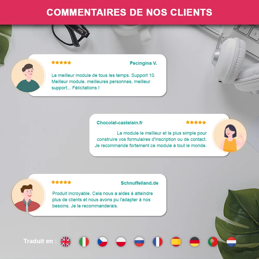 Avis des clients concernant notre module de formulaire de contact pour PrestaShop