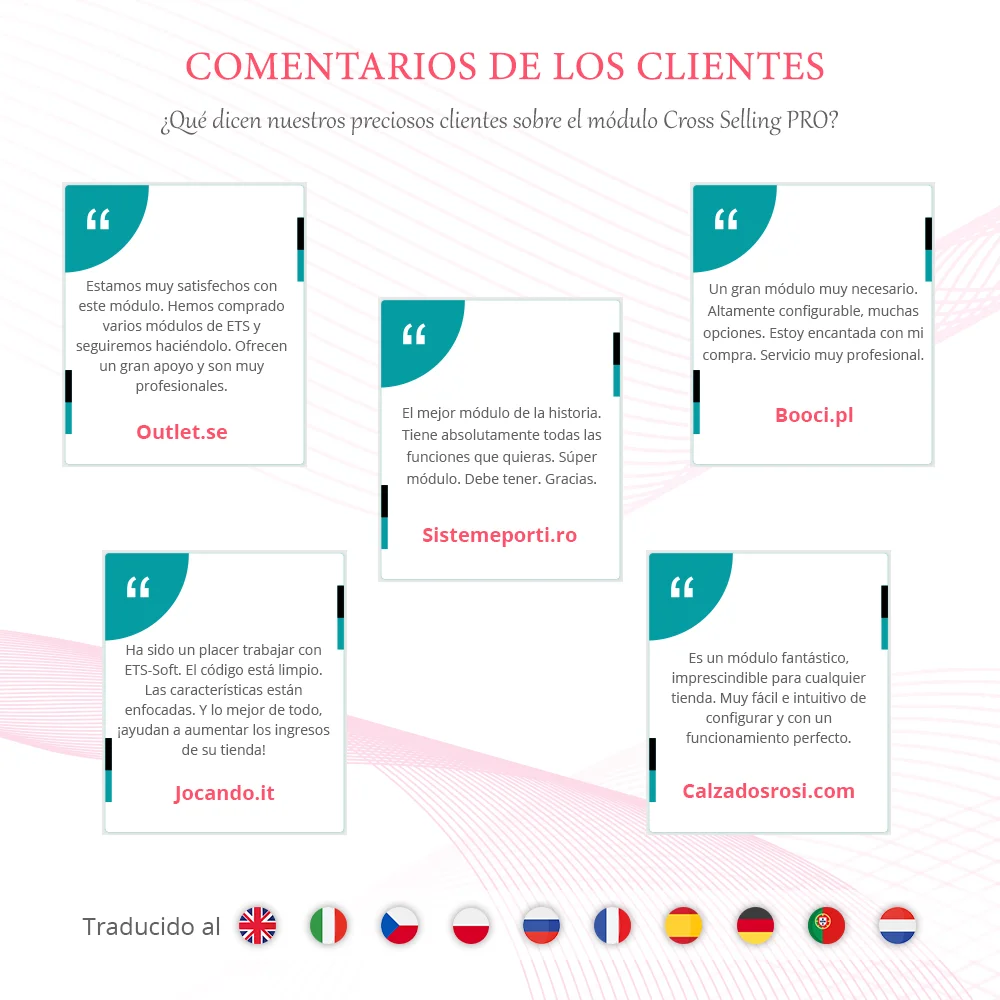 Opiniones de los clientes sobre nuestro módulo de venta cruzada de PrestaShop