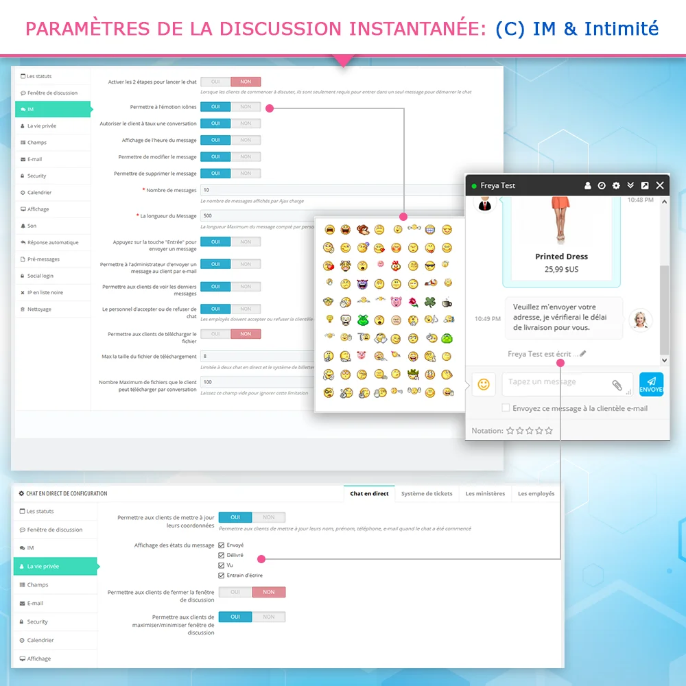 Paramètres de messagerie instantanée et de confidentialité