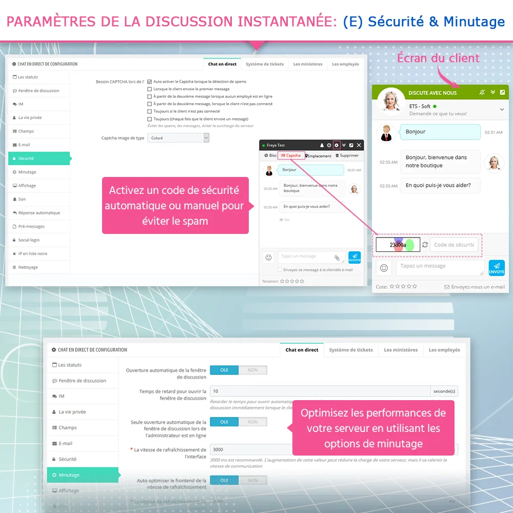 Paramètres de sécurité et de synchronisation