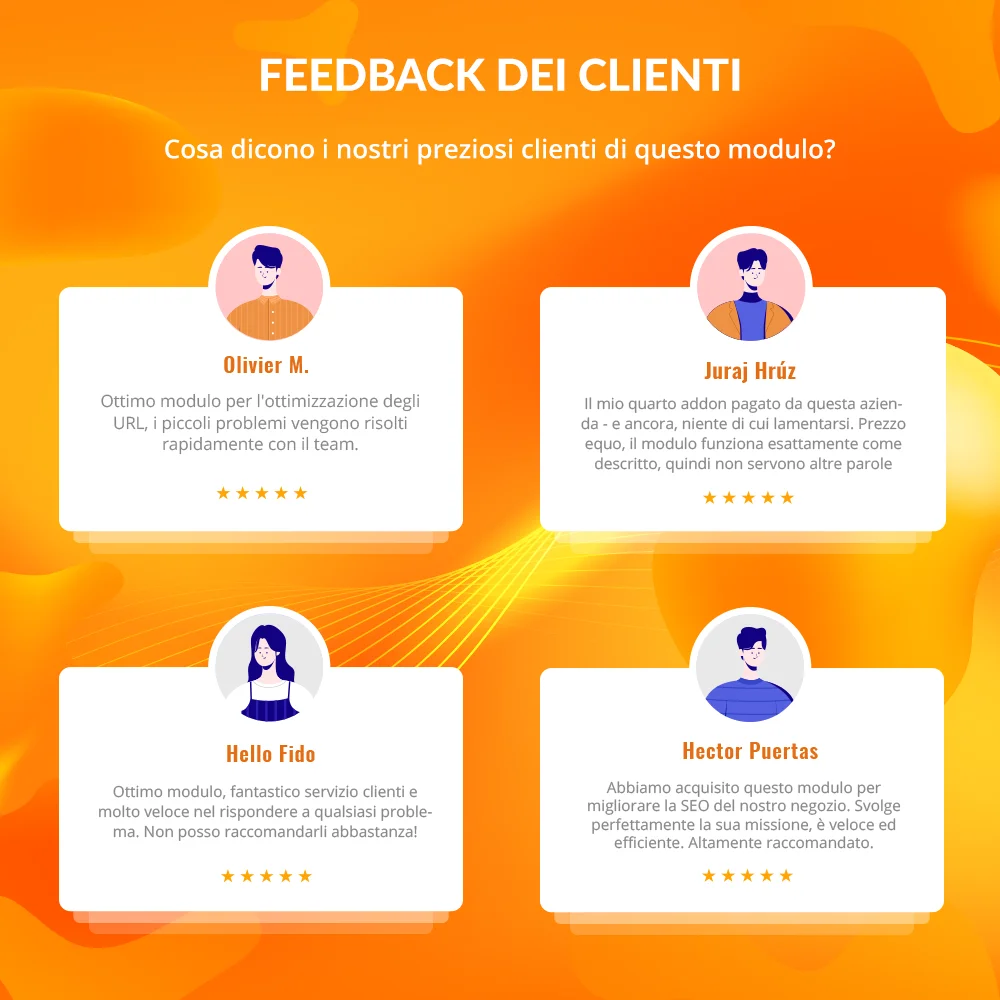 Feedback dei clienti sul nostro modulo di URL e reindirizzamento PrestaShop