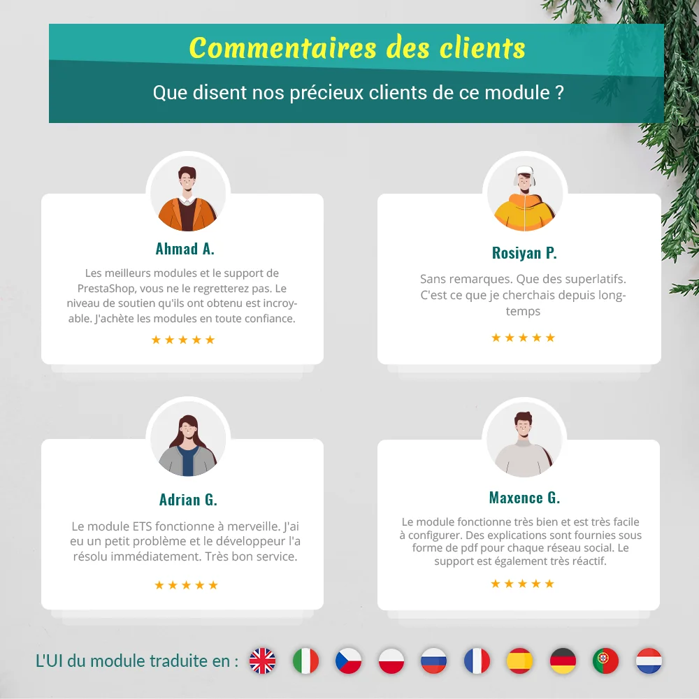 Avis des clients sur notre module de connexion PrestaShop Avis des clients sur notre module de connexion PrestaShop