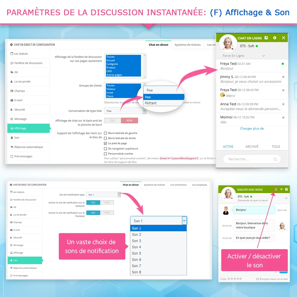 Paramètres d'affichage et de son