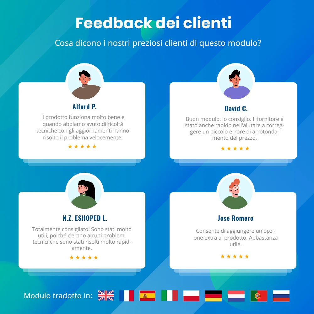 Feedback dei clienti sul nostro modulo di personalizzazione di prodotti di PrestaShop Feedback dei clienti sul nostro modulo di personalizzazione di prodotti di PrestaShop