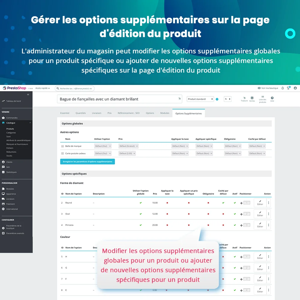 Présenter le module d'options de produits PrestaShop