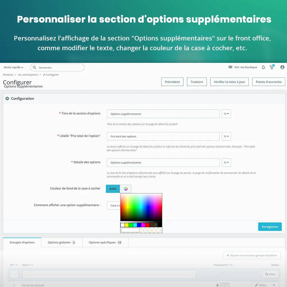 Présenter le module d'options de produits PrestaShop