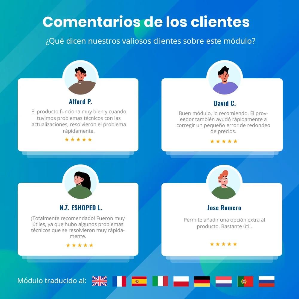 Opiniones de los clientes sobre nuestro módulo de personalización de productos de PrestaShop Opiniones de los clientes sobre nuestro módulo de personalización de productos de PrestaShop