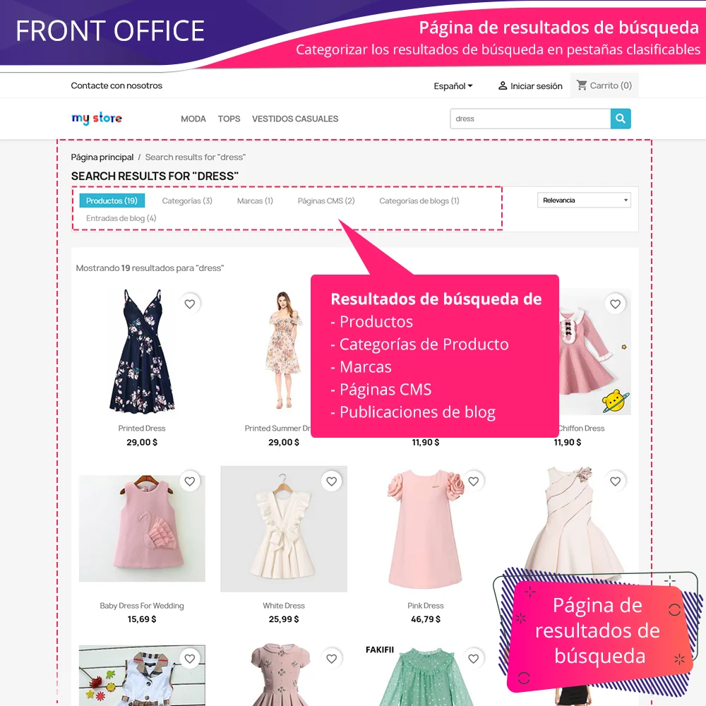 El módulo de búsqueda de PrestaShop admite búsqueda instantánea con Ajax