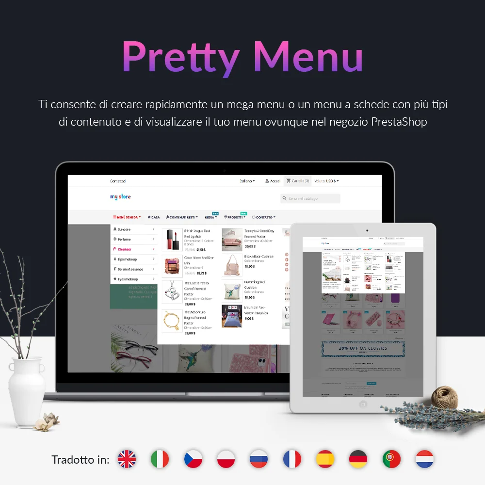 Presentazione del modulo menu mega PrestaShop