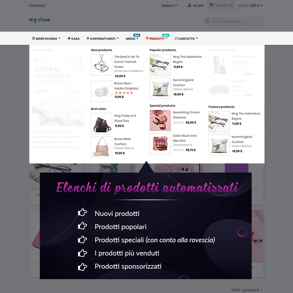 Presentazione del modulo menu mega PrestaShop