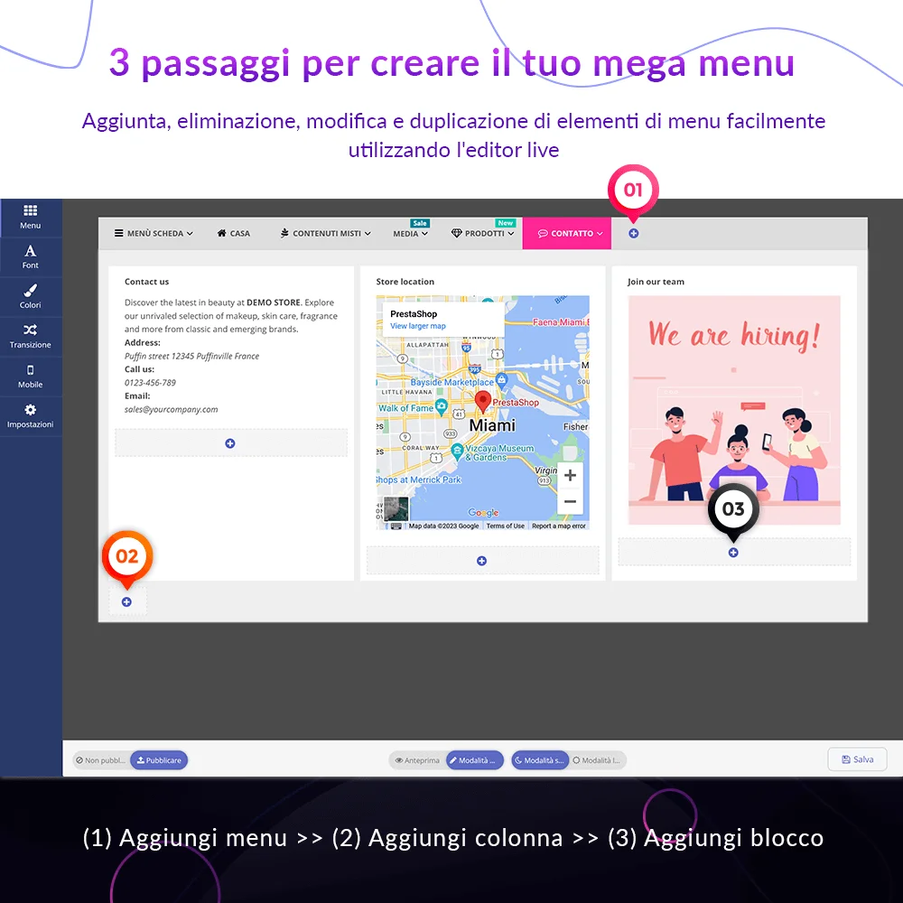Presentazione del modulo menu mega PrestaShop