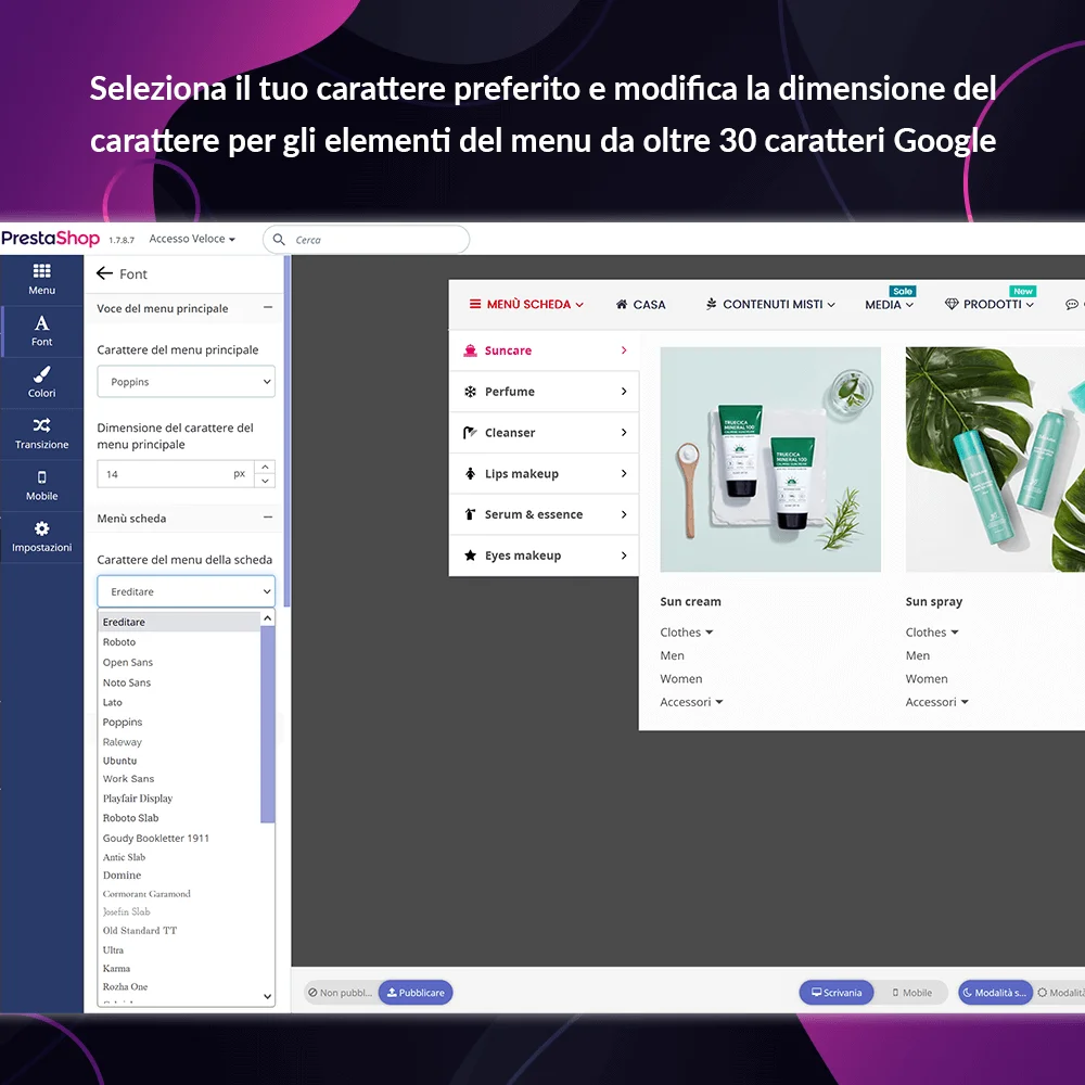 Presentazione del modulo menu mega PrestaShop