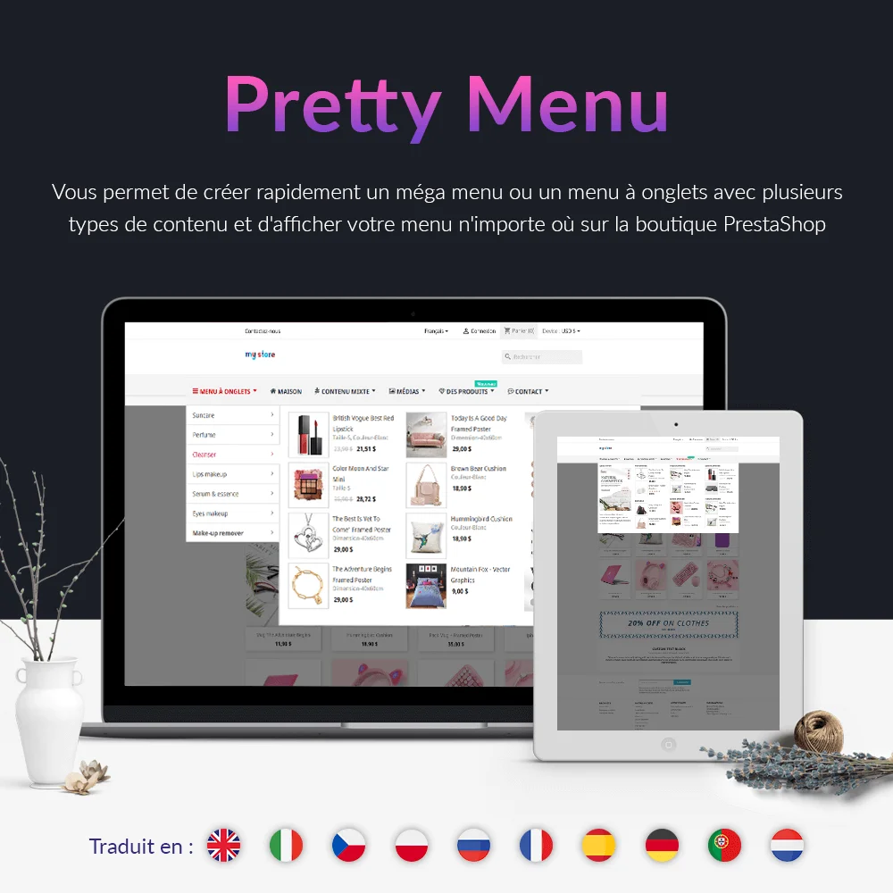 Présentation du module méga menu PrestaShop