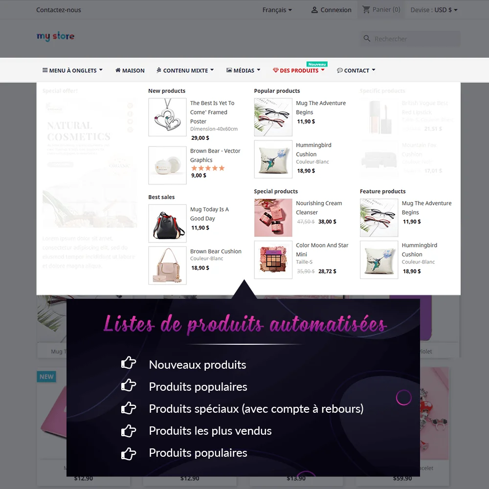 Présentation du module méga menu PrestaShop