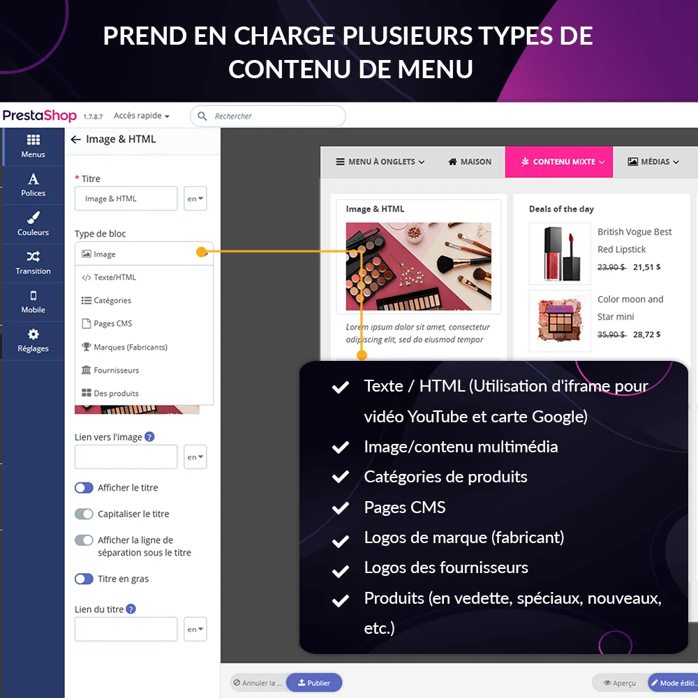 Présentation du module méga menu PrestaShop