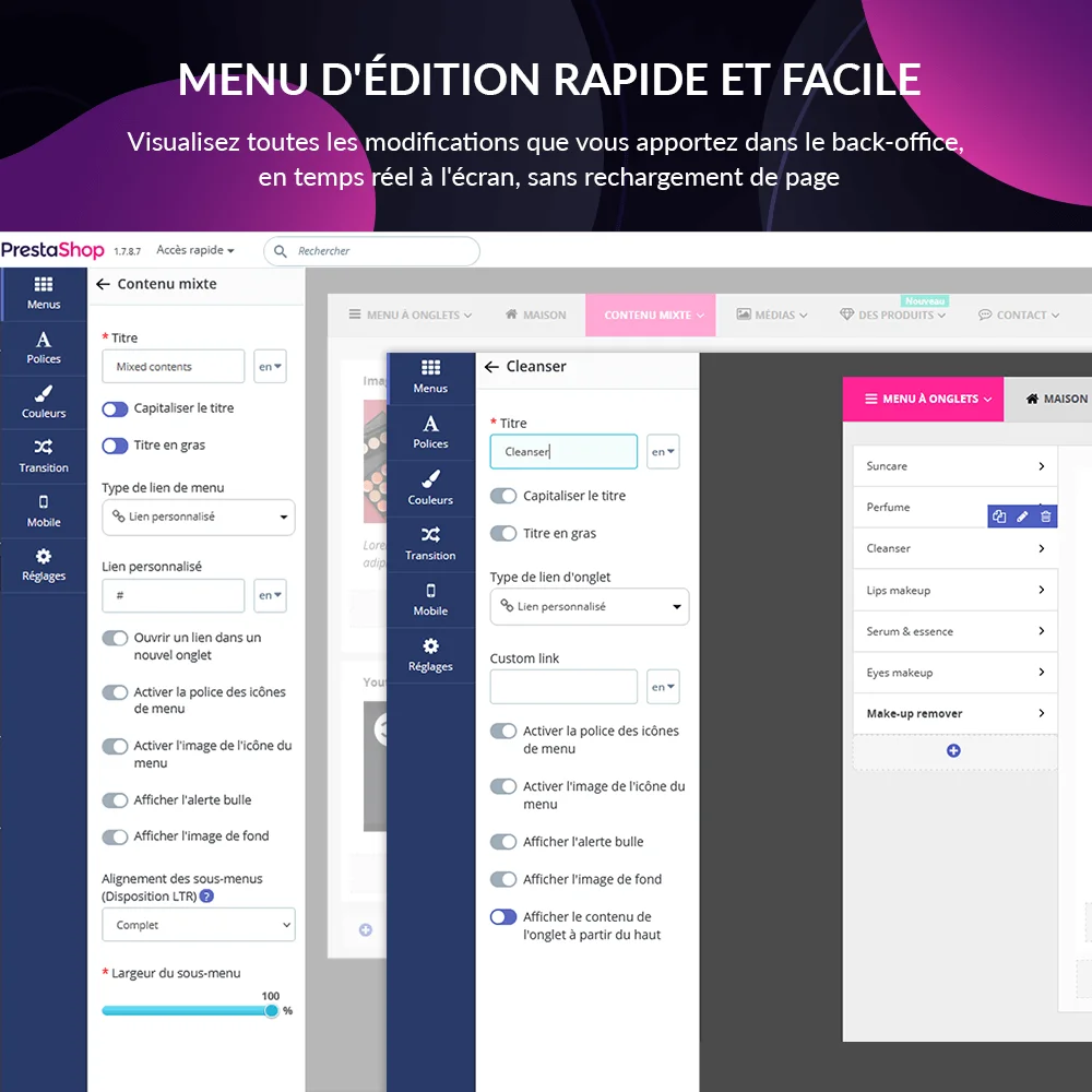 Présentation du module méga menu PrestaShop