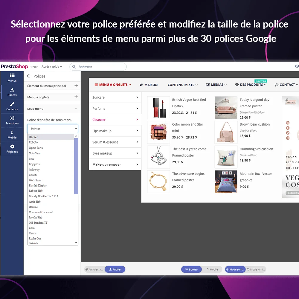 Présentation du module méga menu PrestaShop