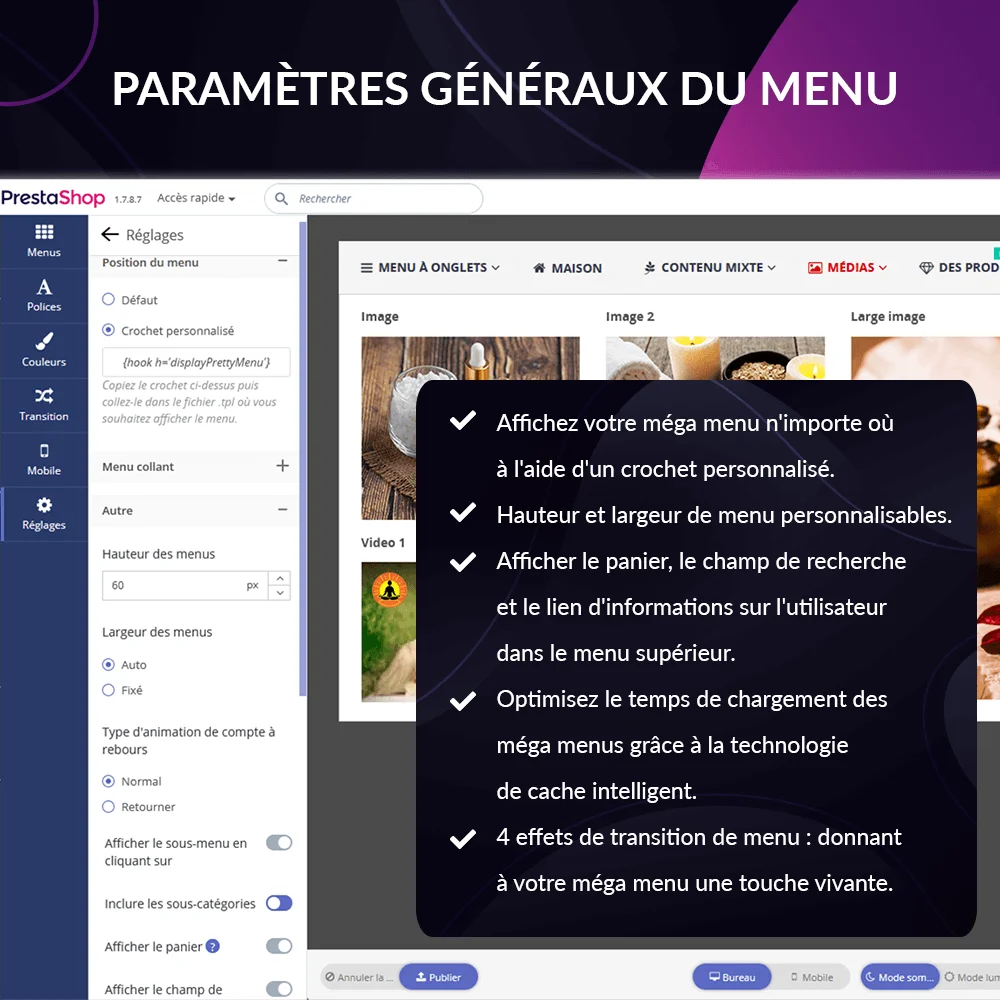 Présentation du module méga menu PrestaShop