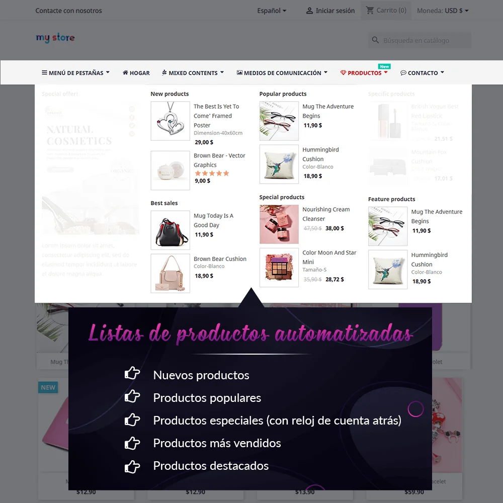 Introducción del módulo menú mega PrestaShop