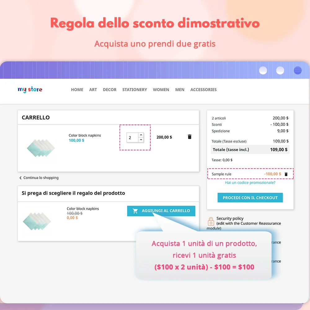 Regola di sconto dimostrativa