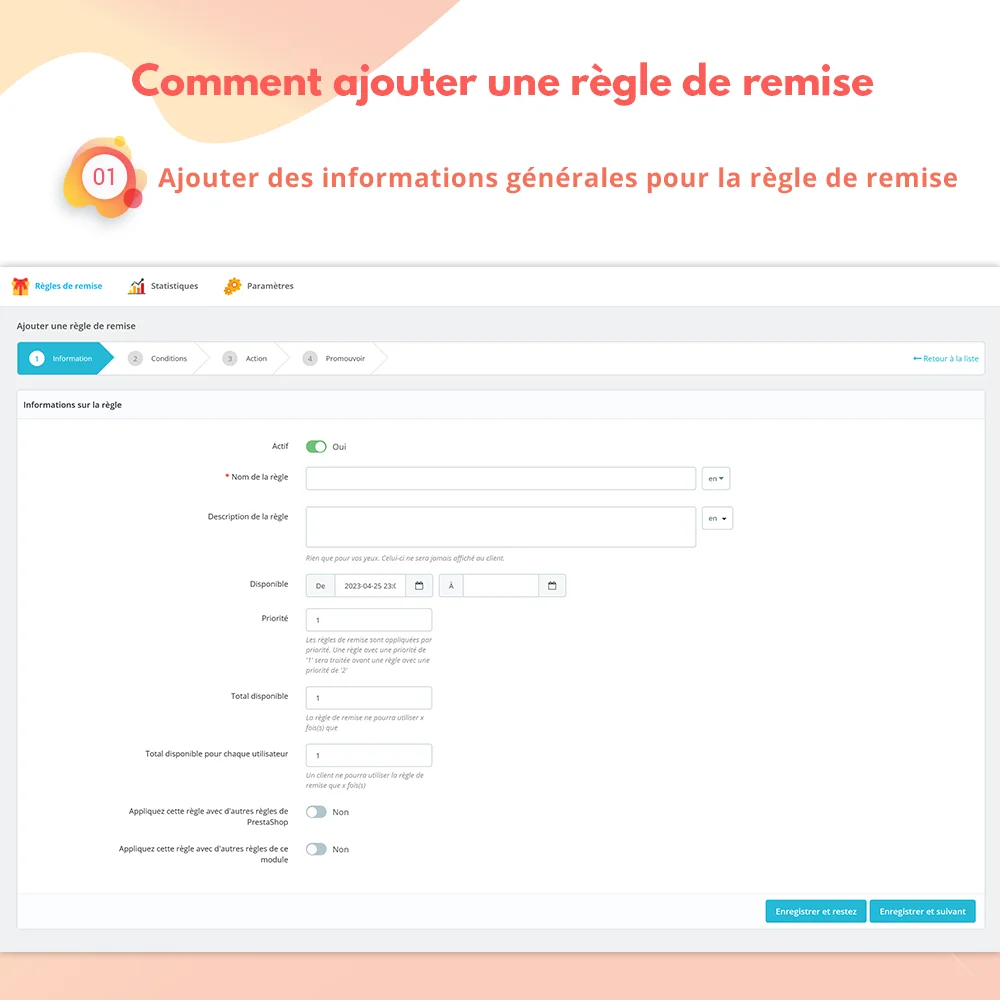 Comment ajouter une règle de remise : étape 1 Comment ajouter une règle de remise : étape 1