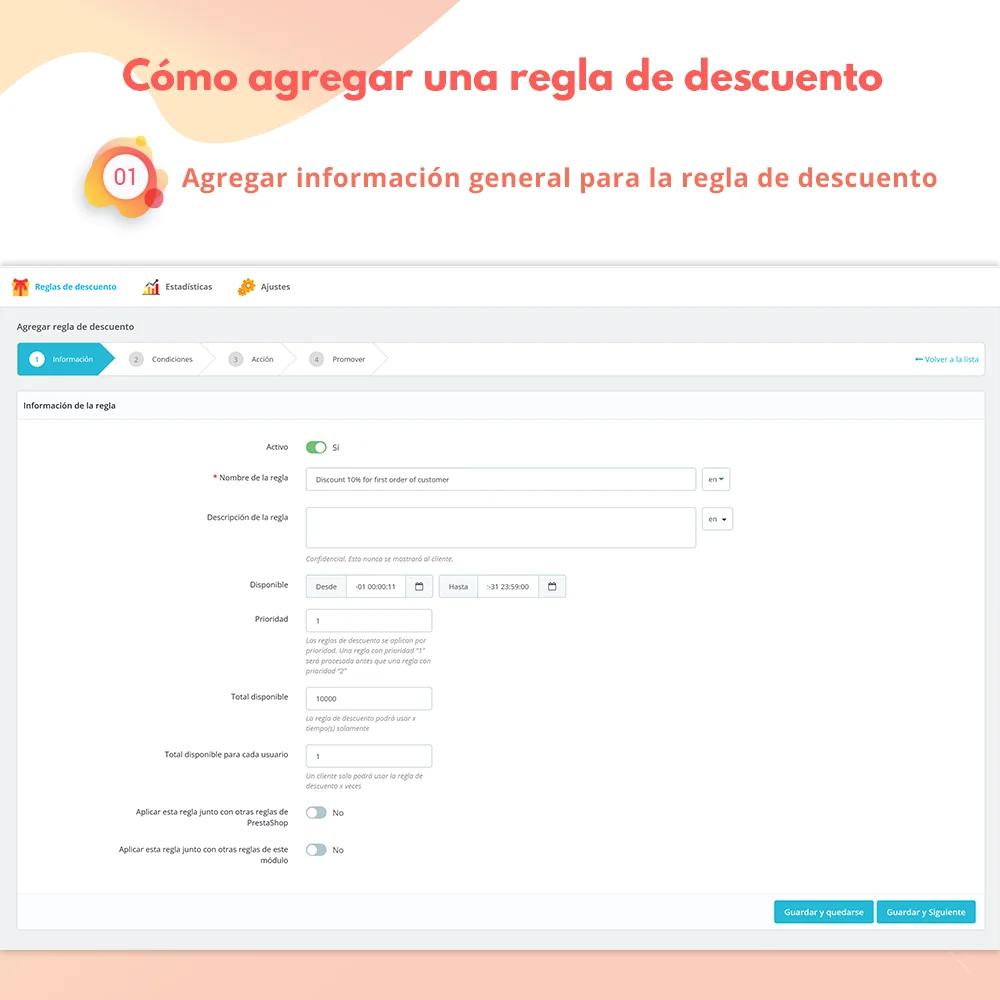 Cómo agregar una regla de descuento: paso 1 Cómo agregar una regla de descuento: paso 1