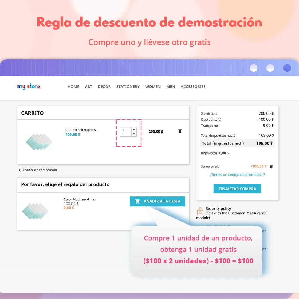 Regla de descuento de demostración