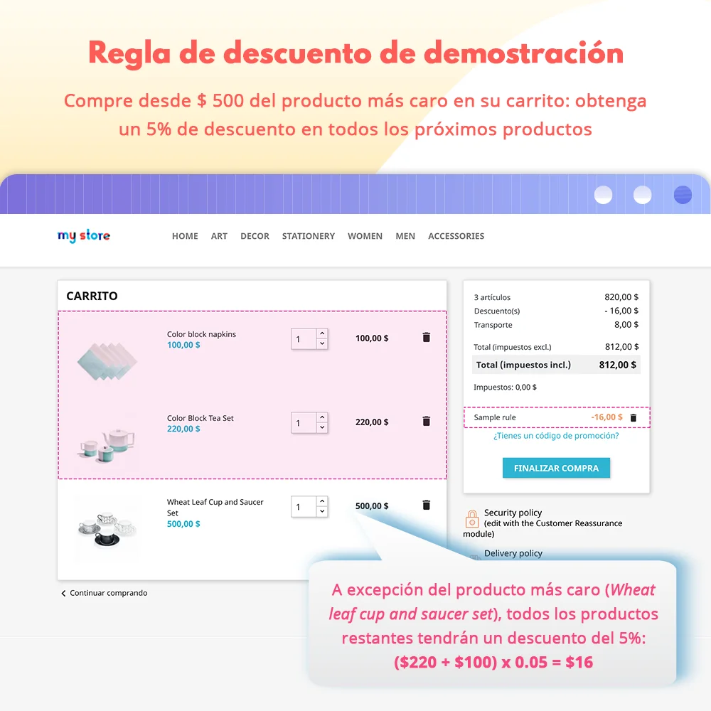 Regla de descuento de demostración