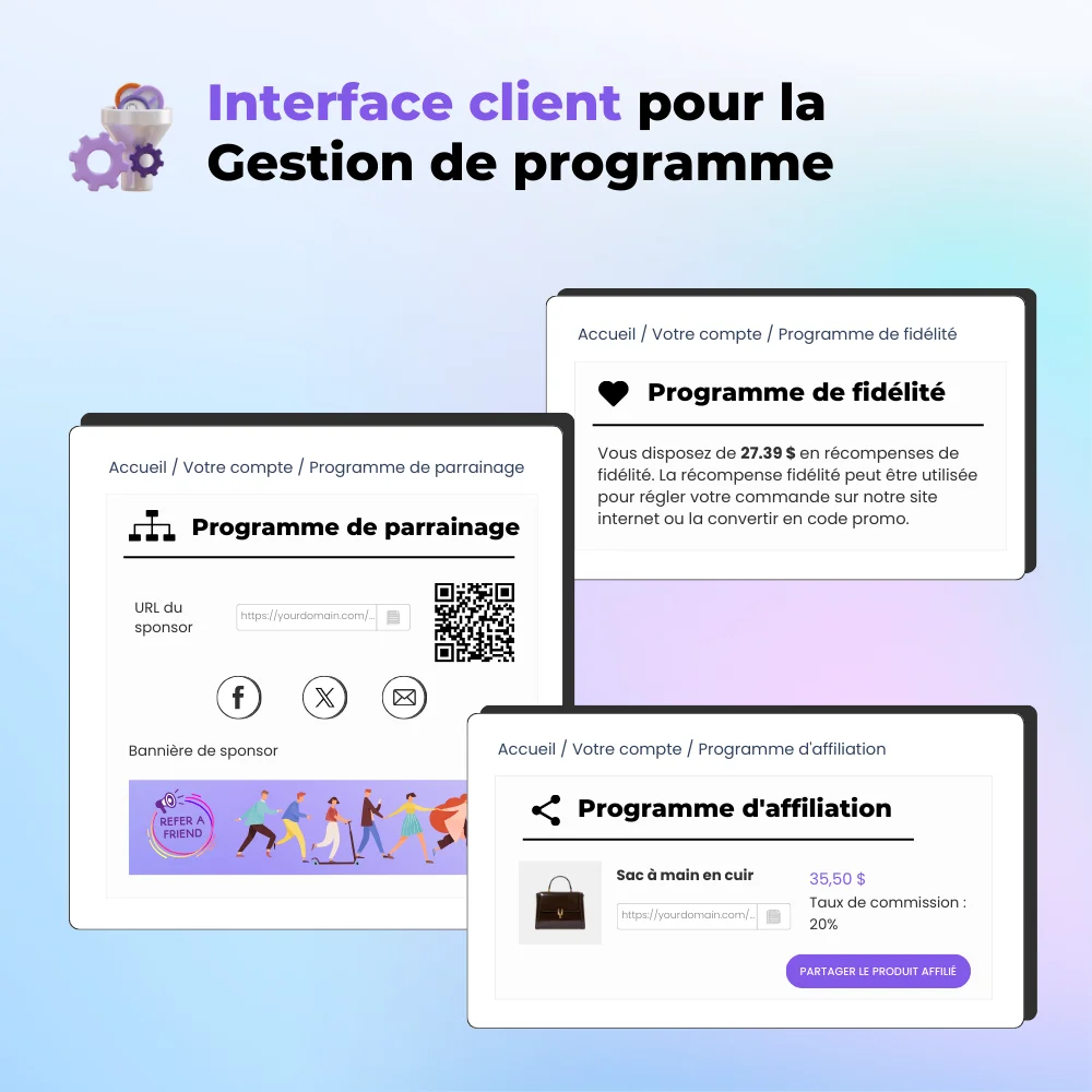 Programme de fidélité affiché sur le frontend