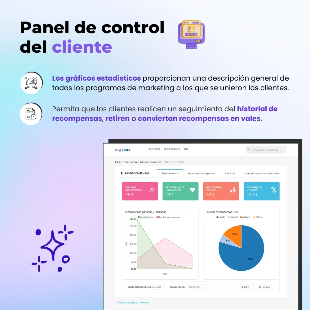 Presentar el Panel de control del módulo de afiliados de PrestaShop para clientes