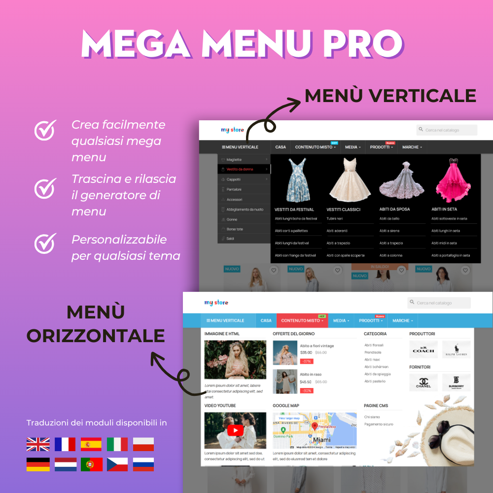 Mega Menu PRO - navigazione e generatore di menu