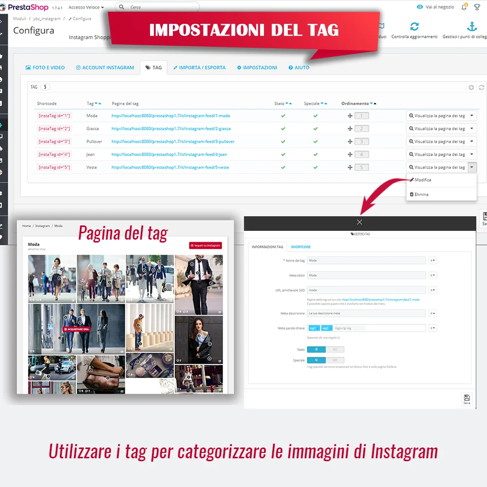 Impostazioni dei tag