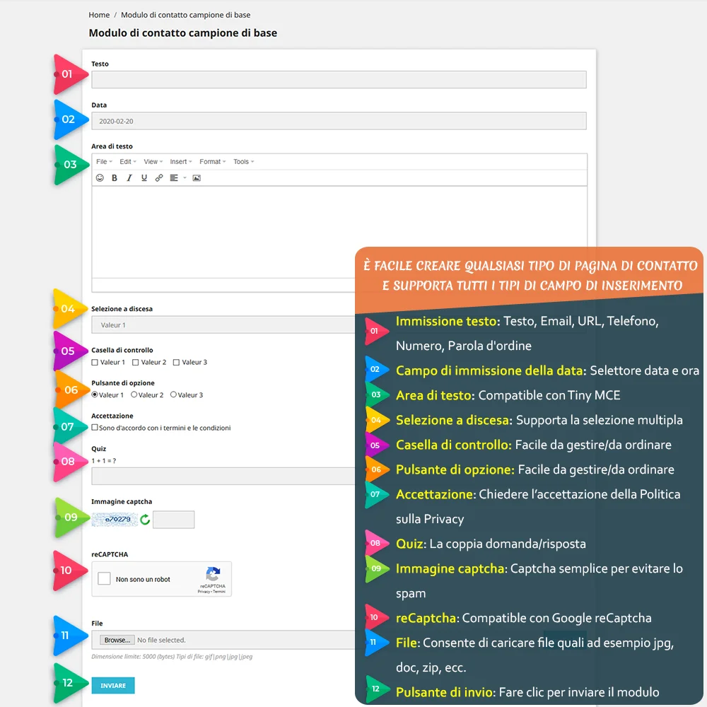 Crea facilmente qualsiasi tipo di pagina di contatto Crea facilmente qualsiasi tipo di pagina di contatto