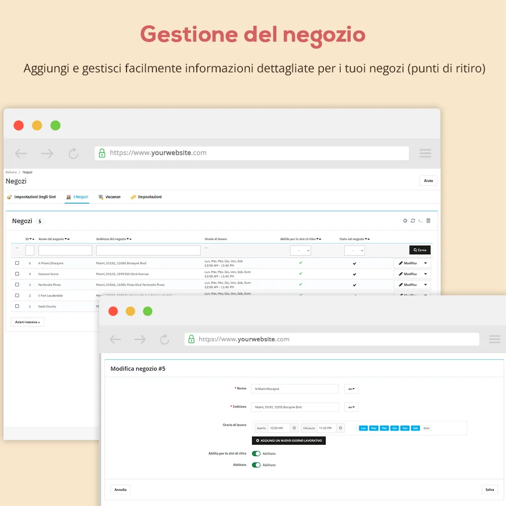 Gestione del negozio