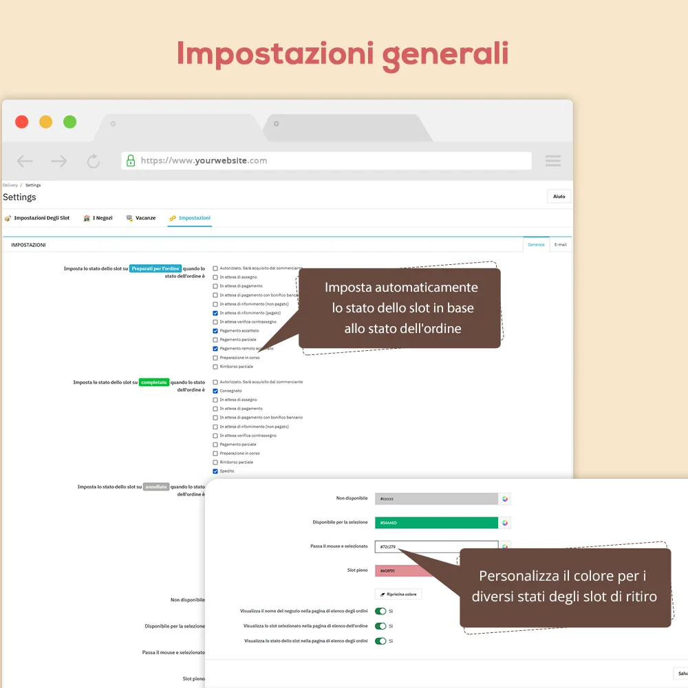 Impostazioni generali del modulo di ritiro in negozio di PrestaShop