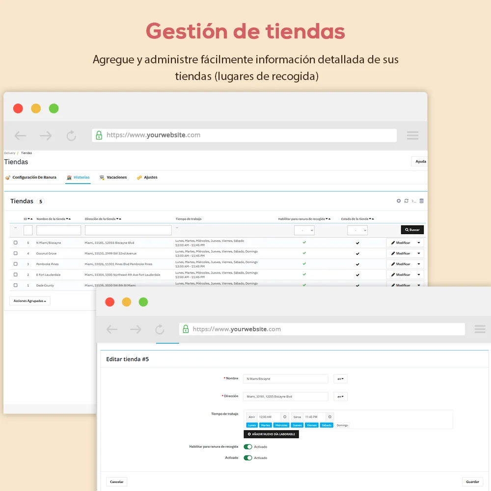 Gestión de tiendas