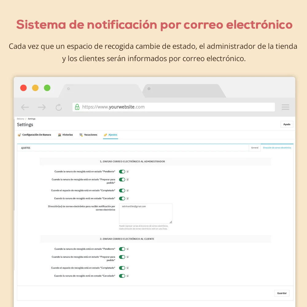 Sistema de notificación por correo electrónico