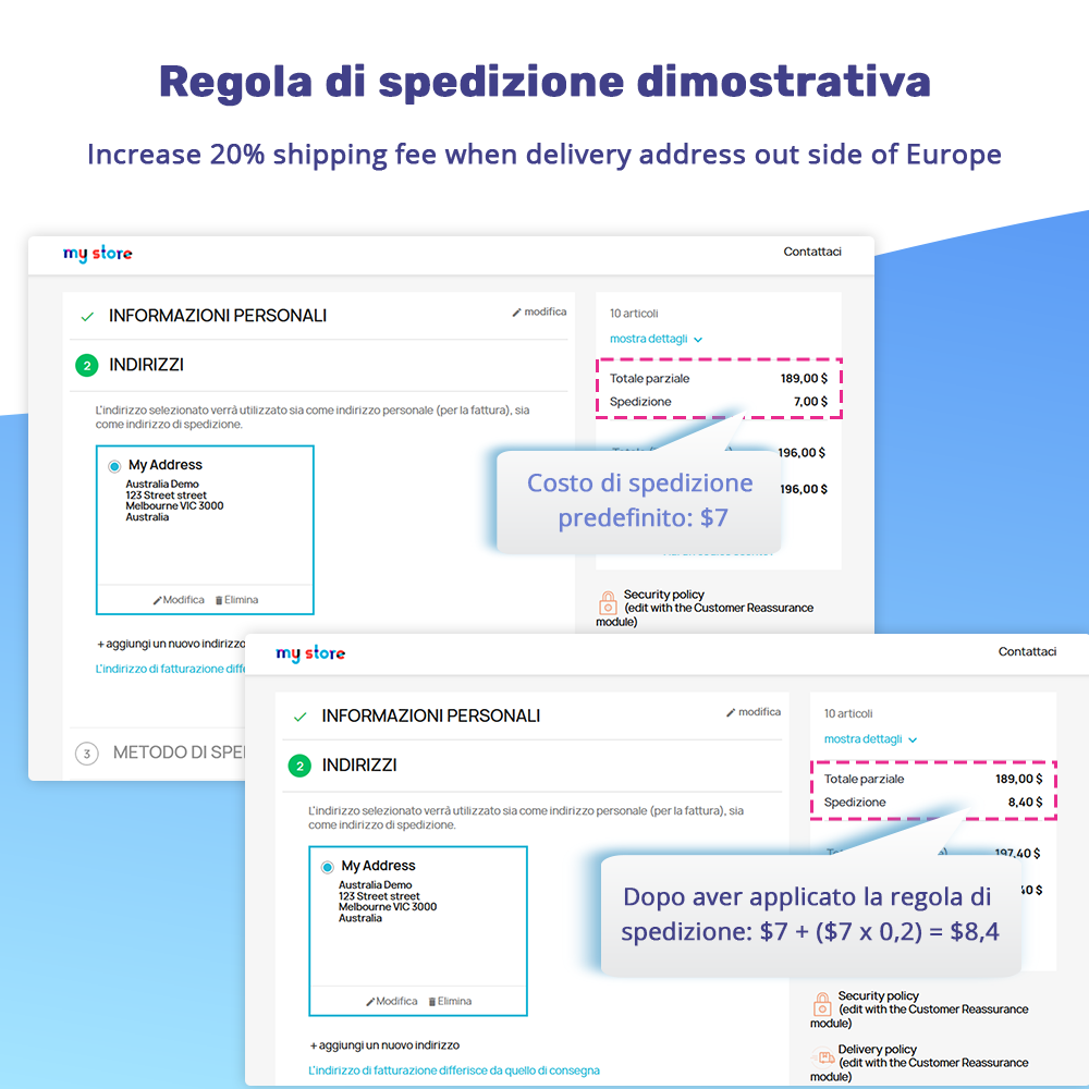 Presentazione del modulo di costi di spedizione PrestaShop