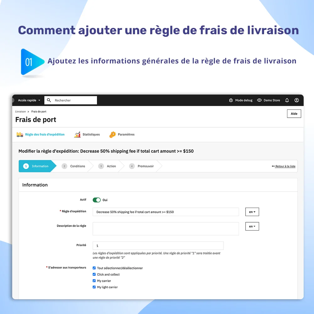 Comment ajouter une règle de frais de livraison : Étape 1 Comment ajouter une règle de frais de livraison : Étape 1