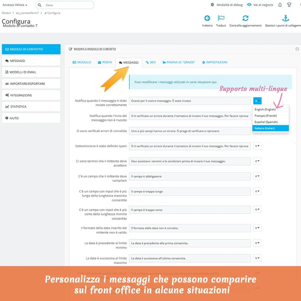 Personalizza le email inviate agli amministratori e ai clienti