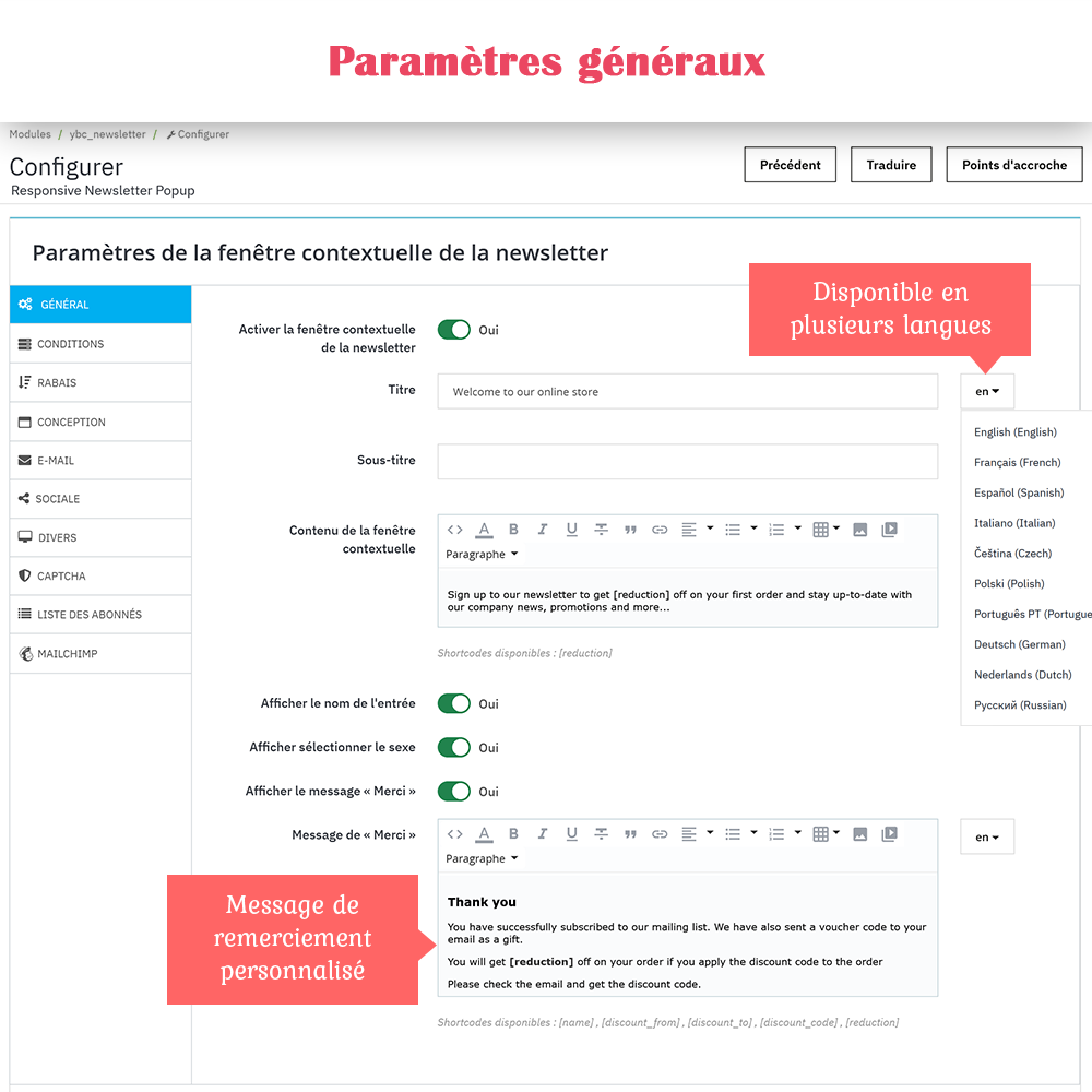 Présentation du module Popup Newsletter PrestaShop