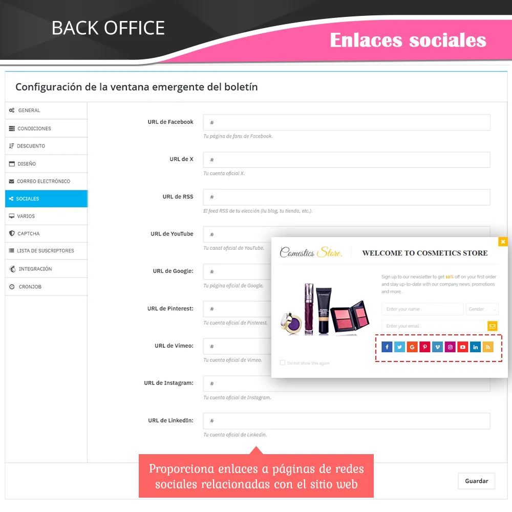 Enlaces a redes sociales