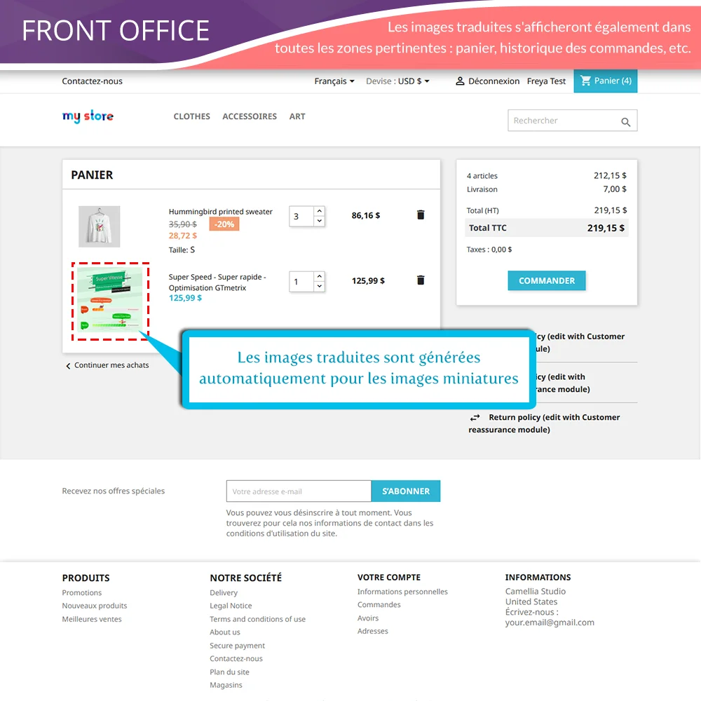 Afficher les images de produits traduites dans toutes les zones pertinentes