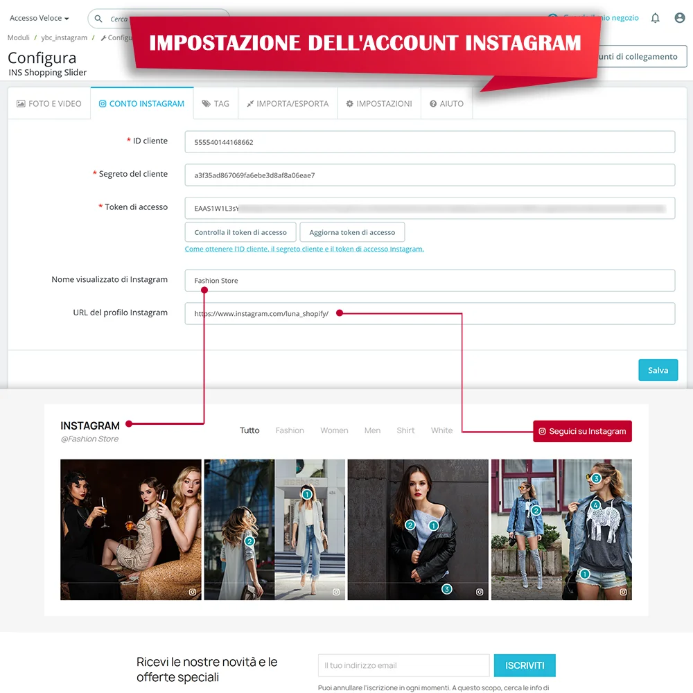 Impostazioni dell'account Instagram