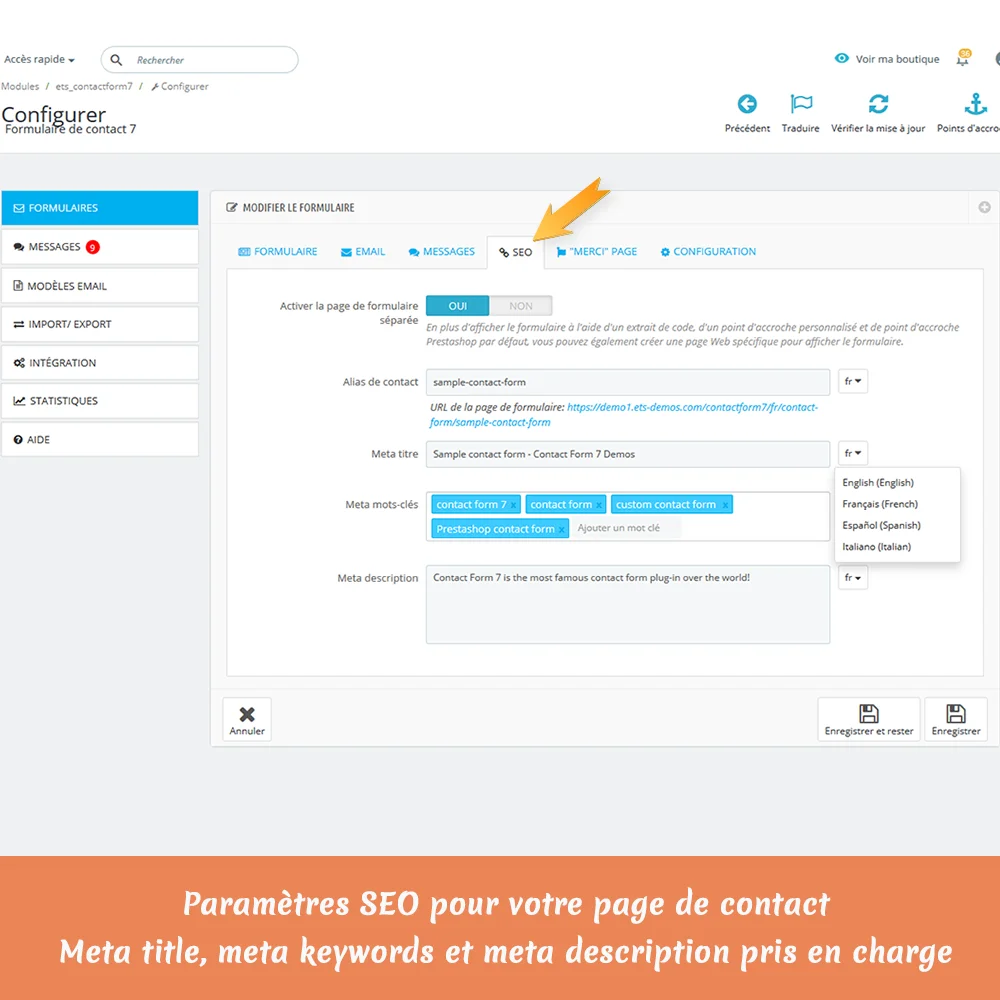 Présentation de "Contact Form 7" - Puissant module de formulaire de contact pour PrestaShop