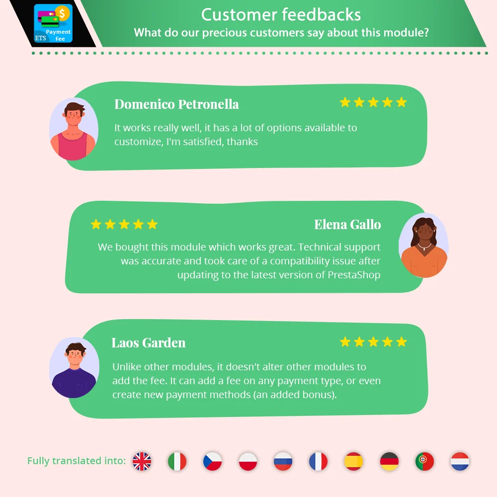Customers' feedback about our PrestaShop payment module Customers' feedback about our PrestaShop payment module