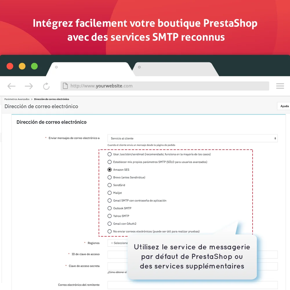 Intégrez facilement votre boutique PrestaShop avec des services SMTP célèbres