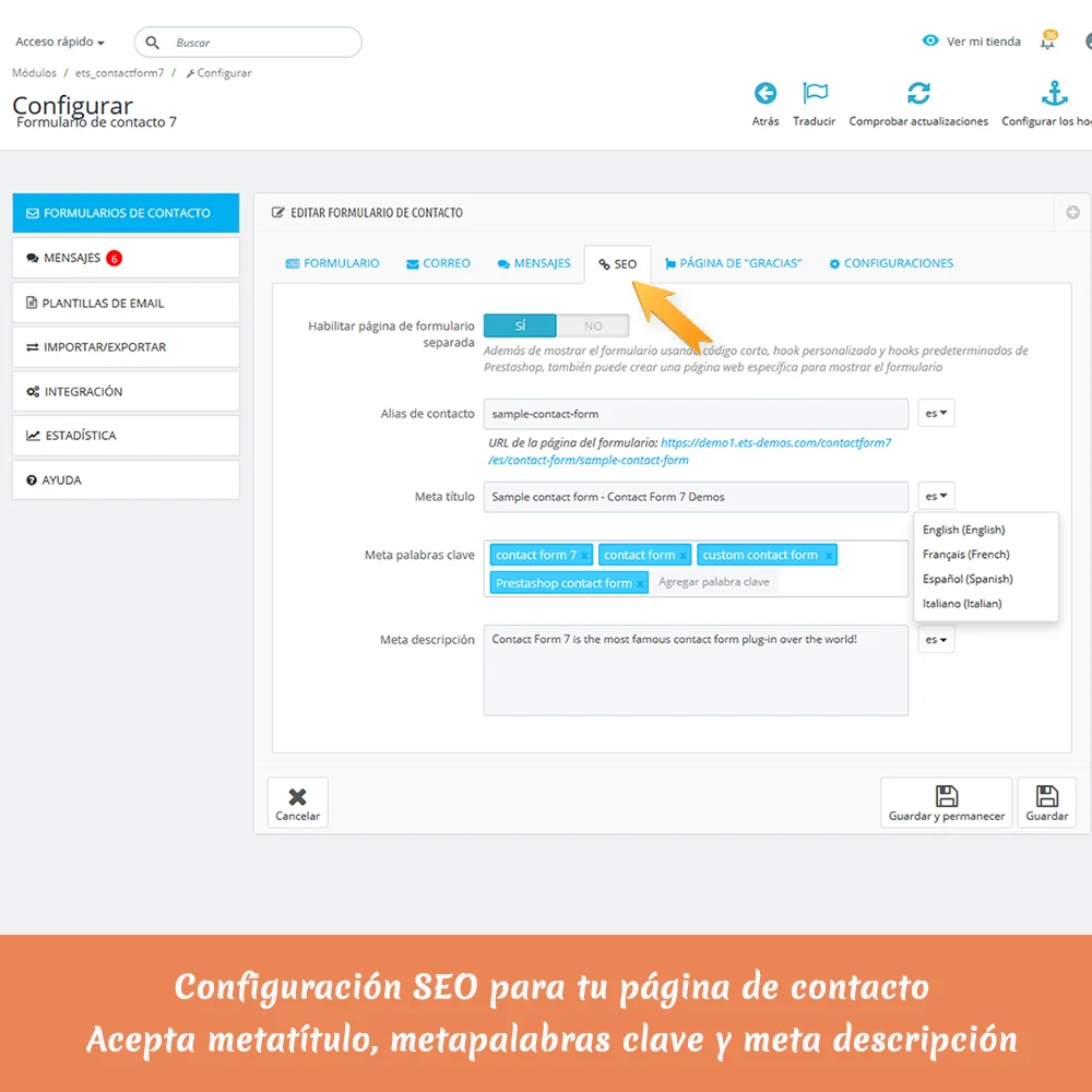 Presentando "Contact Form 7": Potente módulo de formulario de contacto para PrestaShop